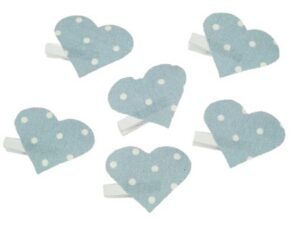 SET 6 MOLLETTINE CUORE POIS CELESTE 5x4 CM *OUTLET*