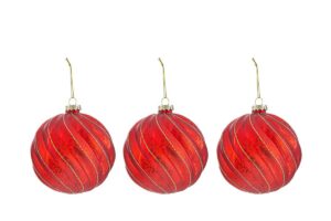 SET 3 PALLINE VETRO COL.ROSSO diam.10 CM