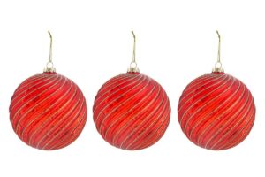 SET 3 PALLINE VETRO COL.ROSSO diam.12 CM