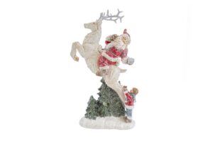BABBO NATALE SU RENNA RESINA 19x10xh.32,5 CM