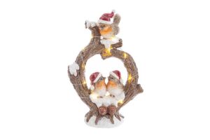 RAMETTO UCCELLINI NATALIZIO RESINA LED 15,5x7,5xh.23,5 CM