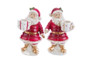 PORTACANDELE BABBO NATALE PORCELLANA 2ASS.9x8xh.15,5CM