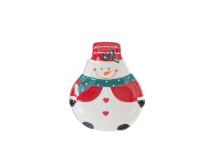 VASSOIO CERAMICA PUPAZZO NEVE 16,5x13,5xh.3 CM