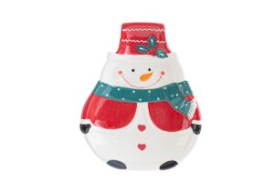 VASSOIO CERAMICA PUPAZZO NEVE 22x18xh.4 CM