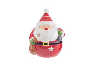 PORTACANDELA CERAMICA BABBO NATALE 11x10,5xh.14 CM
