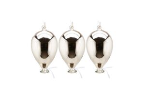 SET 3 PALLONCINI VETRO ARGENTO 7,5x12,5CM