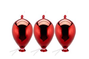 SET 3 PALLONCINI VETRO ROSSO 8,5x14CM