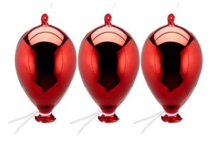 SET 3 PALLONCINI VETRO ROSSO 12x20CM