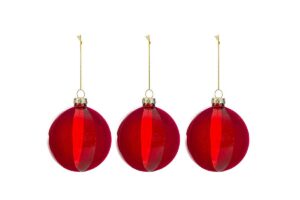 SET 3 PALLINE VETRO ROSSO diam.8CM