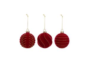 SET 3 PALLINE ASS.VETRO COL.ROSSO diam.8CM