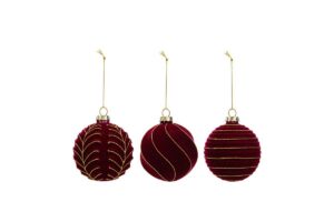 SET 3 PALLINE ASS.VETRO COL.BORDEAUX diam.8CM