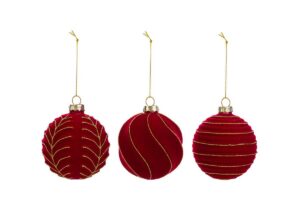 SET 3 PALLINE ASS.VETRO COL.ROSSO diam.10CM