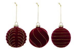 SET 3 PALLINE ASS.VETRO COL.BORDEAUX diam.12CM