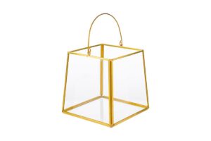 LANTERNA VETRO ORO VINTAGE 12,5x12,5xh.13CM