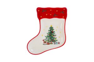 VASSOIO CERAMICA CALZA DEC.ALBERO NATALIZIO 17,5x21xh.2,5CM