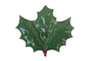 VASSOIO CERAMICA FOGLIA NATALIZIA 29x26,5xh.3,5CM