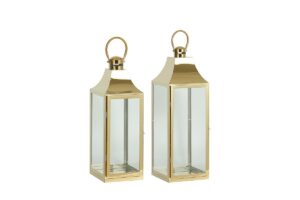 SET 2 LANTERNE METALLO ORO 18x17xh.50/23x22xh.66CM