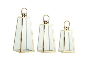 SET 3 LANTERNE METALLO ORO 14,5xh.27,5/18xh.38/22xh.48CM