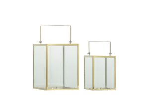 SET 2 LANTERNE METALLO ORO 11,5x11,5xh.18/15x15xh.22CM