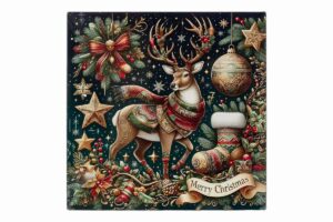 VASSOIO NATALIZIO MELAMINA RENNA30x30CM