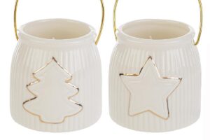 CANDELA LANTERNA NATALE PORCELLANA 2ASS.8x8CM