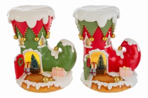 SCARPONE NATALIZIO RESINA LED 2ASS.14,5x13xh.17CM