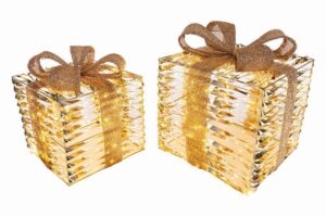 SET 2 PACCHI NATALIZI GOLD SHINY-TIMER6/18HR 25CM200LED/30CM400LED
