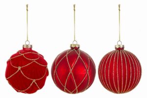 SET 3 PALLINE VETRO ROSSO diam.12CM