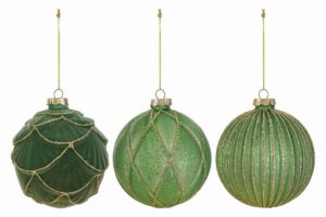 SET 3 PALLINE VETRO VERDE diam.12CM