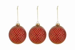 SET 3 PALLINE VETRO ROSSO diam.8CM