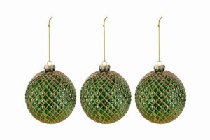 SET 3 PALLINE VETRO VERDE diam.8CM