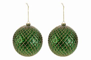 SET 2 PALLINE VETRO VERDE diam.15CM