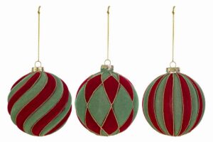 SET 3 PALLINE ARABESQUE VERDE SALVIA diam.10CM