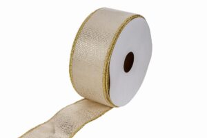 NASTRO NATALIZIO MODELLABILE VELVET PANNA/ORO 50mmX10mt