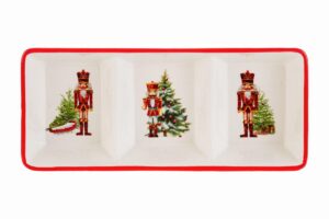 VASSOIO RETTANGOLARE PORCELLANA DEC.SCHIACCIANOCI 25x11x4CM