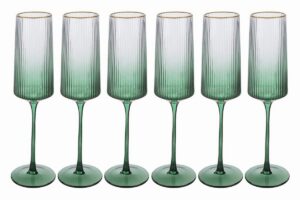 SET 6 PZ FLUTE VETRO COL.VERDE