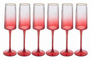 SET 6 PZ FLUTE VETRO COL.ROSSO
