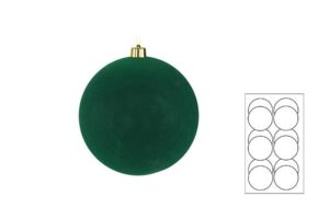 SET 12 PZ PALLINE PLASTICA VELLUTO diam.8CM VERDE