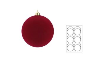 SET 12 PZ PALLINE PLASTICA VELLUTO diam.8CM BORDEAUX