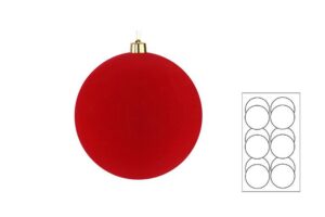 SET 12 PZ PALLINE PLASTICA VELLUTO diam.10CM ROSSO
