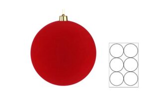 SET 6 PZ PALLINE PLASTICA VELLUTO diam.12CM ROSSO