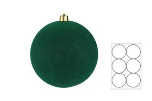 SET 6 PZ PALLINE PLASTICA VELLUTO diam.12CM VERDE