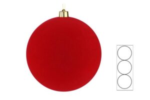 SET 3 PZ PALLINE PLASTICA VELLUTO diam.15CM ROSSO