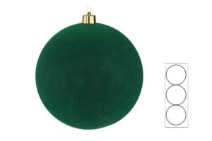 SET 3 PZ PALLINE PLASTICA VELLUTO diam.15CM VERDE
