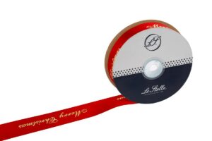 NASTRO DOPPIO RASO ROSSO "MERRY CHRISTMAS" 25MMX50MT