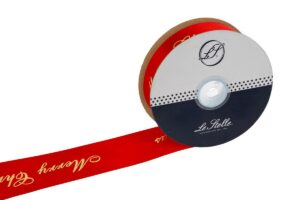 NASTRO DOPPIO RASO ROSSO "MERRY CHRISTMAS" 38MMX25MT