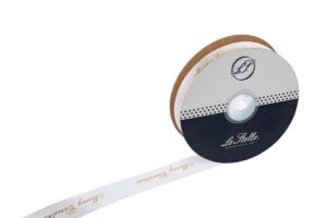 NASTRO DOPPIO RASO BIANCO "MERRYCHRISTMAS" 15MMX50MT