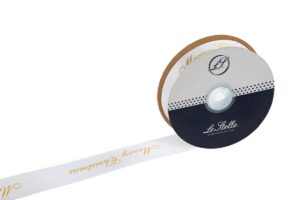 NASTRO DOPPIO RASO BIANCO "MERRYCHRISTMAS" 25MMX50MT