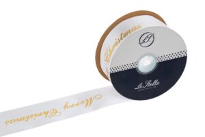 NASTRO DOPPIO RASO BIANCO "MERRYCHRISTMAS" 38MMX25MT