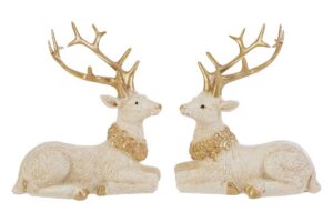 RENNA NATALIZIA IN RESINA BIANCA2ASS. 10x7xh.10CM